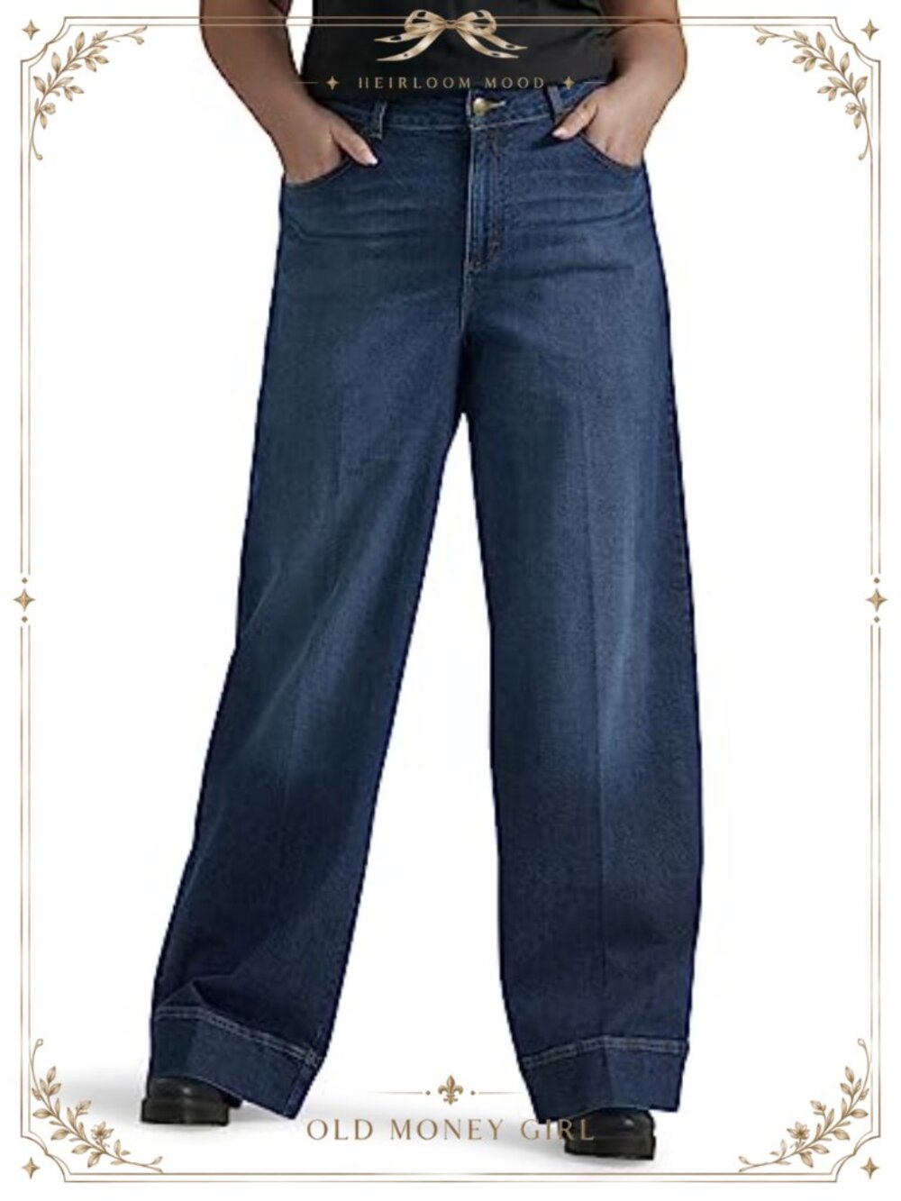 Plus Size High Rise Trouser Jeans Stretch Denim Pleated Front